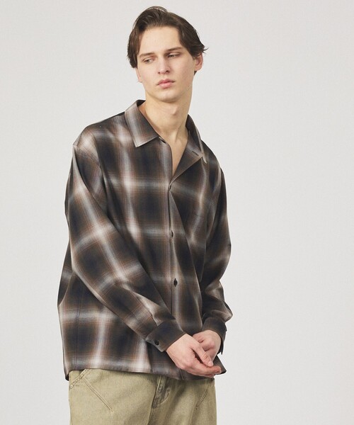 ABAHOUSE（アバハウス）の「オンブレーチェック オープンカラーシャツ / オーバーサイズ（シャツ/ブラウス・メンズ・オフホワイト/ブラウン・46/48）」の22枚目の写真