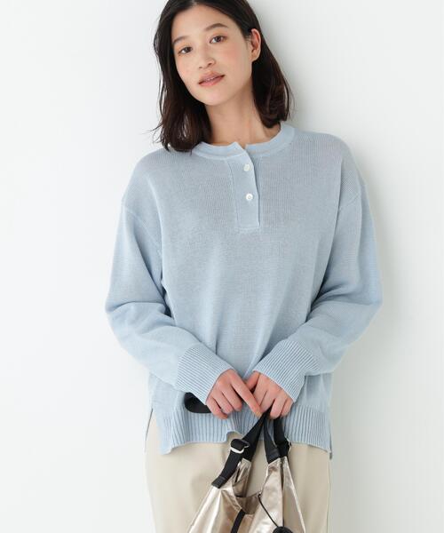 human woman（ヒューマンウーマン）の「◆【ウォッシャブル】ミドルゲージギマスキッパープルオーバー（ニット/セーター・レディース・ベージュ系その他2/ブルー/ネイビー/パープル・MEDIUM）」の3枚目の写真