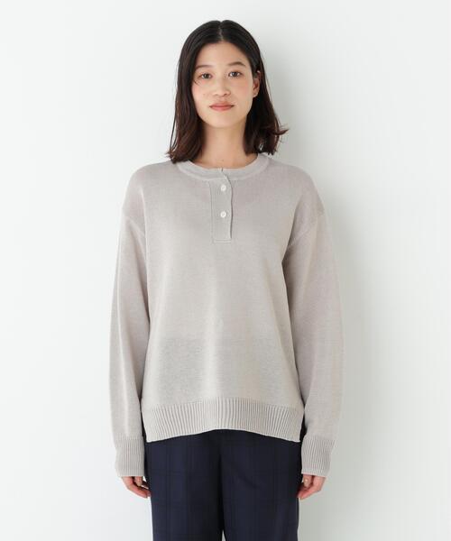 human woman（ヒューマンウーマン）の「◆【ウォッシャブル】ミドルゲージギマスキッパープルオーバー（ニット/セーター・レディース・ベージュ系その他2/ブルー/ネイビー/パープル・MEDIUM）」の9枚目の写真