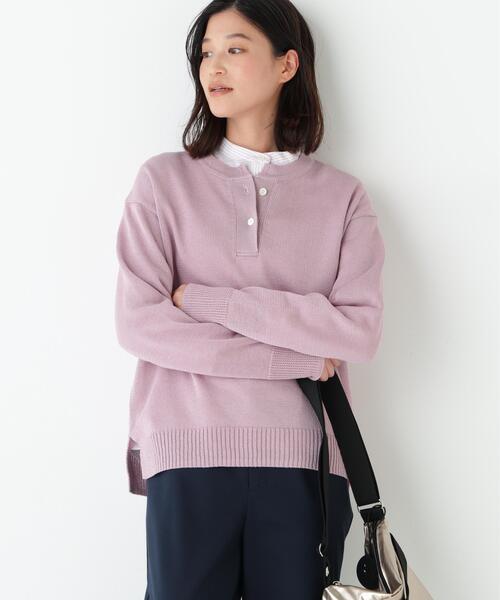 human woman（ヒューマンウーマン）の「◆【ウォッシャブル】ミドルゲージギマスキッパープルオーバー（ニット/セーター・レディース・ベージュ系その他2/ブルー/ネイビー/パープル・MEDIUM）」の13枚目の写真