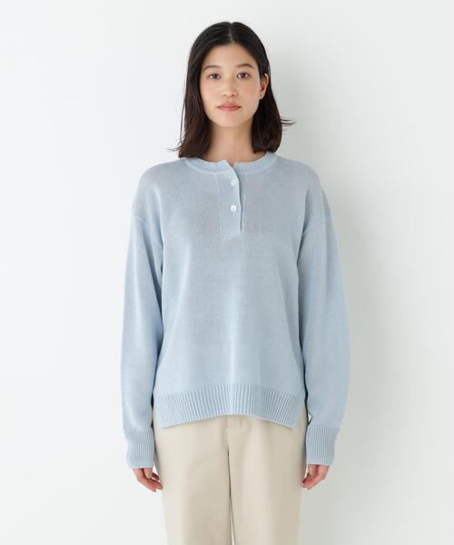 human woman（ヒューマンウーマン）の「◆【ウォッシャブル】ミドルゲージギマスキッパープルオーバー（ニット/セーター・レディース・ベージュ系その他2/ブルー/ネイビー/パープル・MEDIUM）」の21枚目の写真