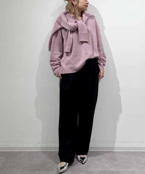 human woman（ヒューマンウーマン）の「◆【ウォッシャブル】ミドルゲージギマスキッパープルオーバー（ニット/セーター・レディース・ベージュ系その他2/ブルー/ネイビー/パープル・MEDIUM）」の5枚目の写真