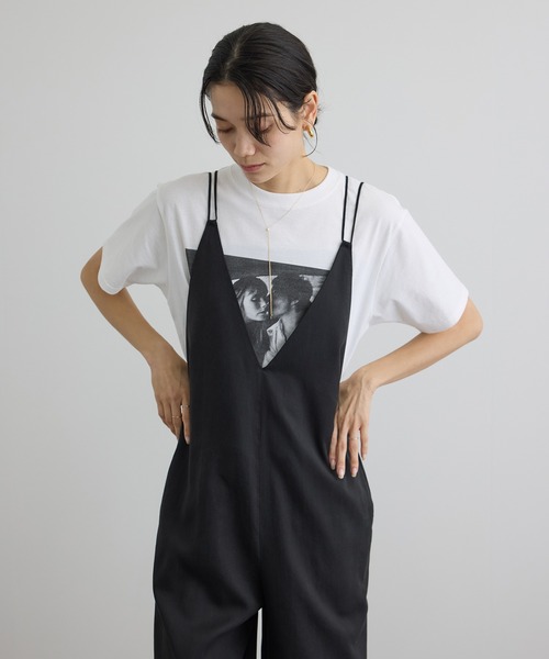 SALON adam et rope'（サロン アダム エ ロペ）の「ビンテージツイルサロペット（サロペット/オーバーオール・レディース・ベージュ/ブラック・FREE）」の17枚目の写真