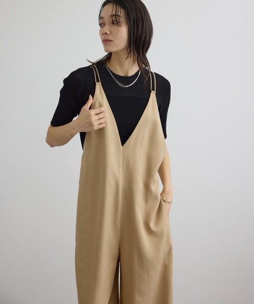 SALON adam et rope'（サロン アダム エ ロペ）の「ビンテージツイルサロペット（サロペット/オーバーオール・レディース・ベージュ/ブラック・FREE）」の20枚目の写真