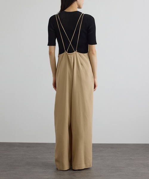 SALON adam et rope'（サロン アダム エ ロペ）の「ビンテージツイルサロペット（サロペット/オーバーオール・レディース・ベージュ/ブラック・FREE）」の3枚目の写真