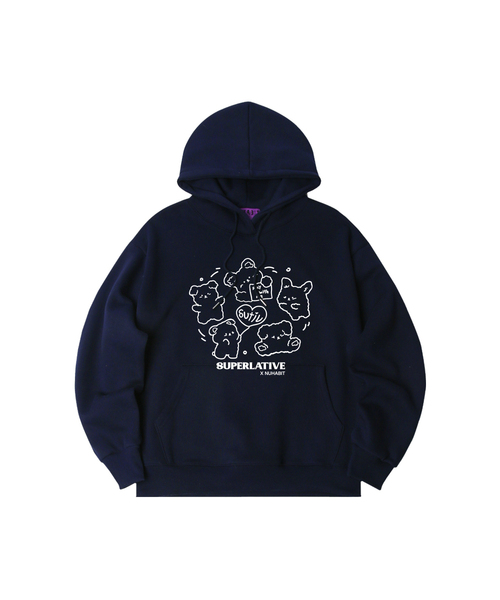 NUHABIT(ニューハビット)の「N/H SPIN PUPPY オーバーサイズ 裏起毛 フードパーカー (SOH4-4NH066)(パーカー・メンズ・ブラック/アイボリー/ネイビー/グレー/チャコールグレー/ホワイト/ライトグレー・MEDIUM/LARGE/X-LARGE)」の7枚目の写真