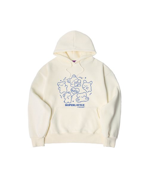 NUHABIT(ニューハビット)の「N/H SPIN PUPPY オーバーサイズ 裏起毛 フードパーカー (SOH4-4NH066)(パーカー・メンズ・ブラック/アイボリー/ネイビー/グレー/チャコールグレー/ホワイト/ライトグレー・MEDIUM/LARGE/X-LARGE)」の3枚目の写真
