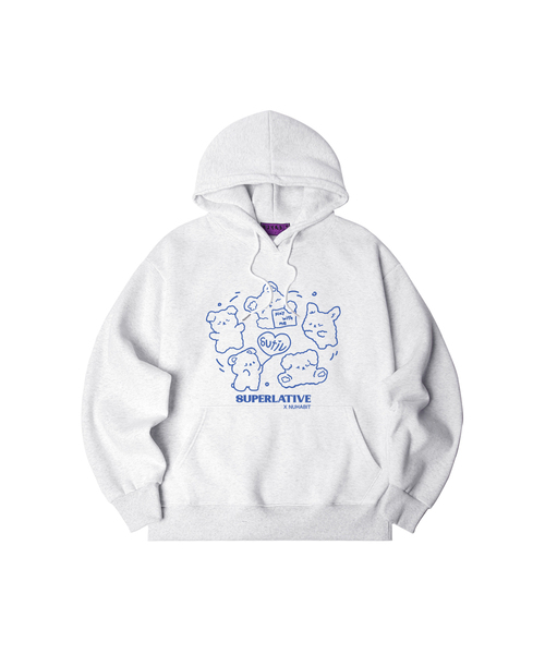NUHABIT(ニューハビット)の「N/H SPIN PUPPY オーバーサイズ 裏起毛 フードパーカー (SOH4-4NH066)(パーカー・メンズ・ブラック/アイボリー/ネイビー/グレー/チャコールグレー/ホワイト/ライトグレー・MEDIUM/LARGE/X-LARGE)」の5枚目の写真