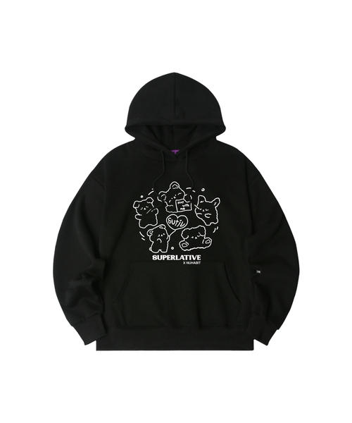 NUHABIT(ニューハビット)の「N/H SPIN PUPPY オーバーサイズ 裏起毛 フードパーカー (SOH4-4NH066)(パーカー・メンズ・ブラック/アイボリー/ネイビー/グレー/チャコールグレー/ホワイト/ライトグレー・MEDIUM/LARGE/X-LARGE)」の1枚目の写真