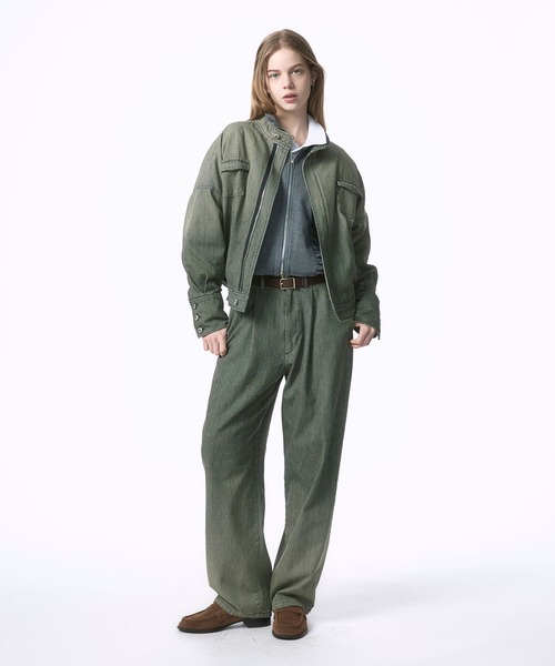Nora Lily elle(ノラリリーエル)の「【Nora Lily】「elle」Bleached Hickory Stand Collar Blouson(ブルゾン・レディース・ブルー/ブラック・FREE)」の3枚目の写真