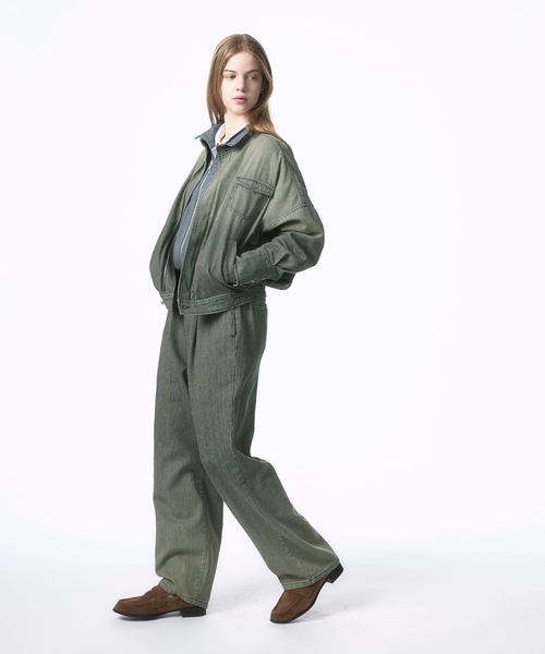 Nora Lily elle(ノラリリーエル)の「【Nora Lily】「elle」Bleached Hickory Stand Collar Blouson(ブルゾン・レディース・ブルー/ブラック・FREE)」の4枚目の写真
