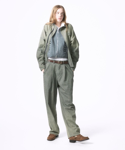 Nora Lily elle(ノラリリーエル)の「【Nora Lily】「elle」Bleached Hickory Stand Collar Blouson(ブルゾン・レディース・ブルー/ブラック・FREE)」の6枚目の写真