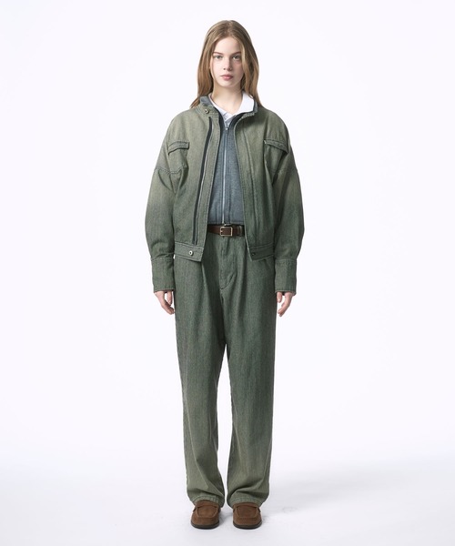 Nora Lily elle(ノラリリーエル)の「【Nora Lily】「elle」Bleached Hickory Stand Collar Blouson(ブルゾン・レディース・ブルー/ブラック・FREE)」の7枚目の写真