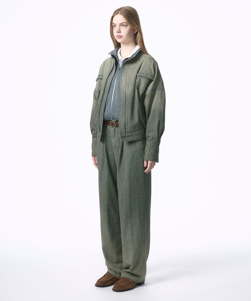 Nora Lily elle(ノラリリーエル)の「【Nora Lily】「elle」Bleached Hickory Stand Collar Blouson(ブルゾン・レディース・ブルー/ブラック・FREE)」の8枚目の写真