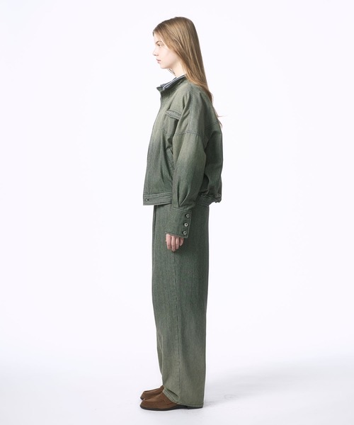 Nora Lily elle(ノラリリーエル)の「【Nora Lily】「elle」Bleached Hickory Stand Collar Blouson(ブルゾン・レディース・ブルー/ブラック・FREE)」の9枚目の写真