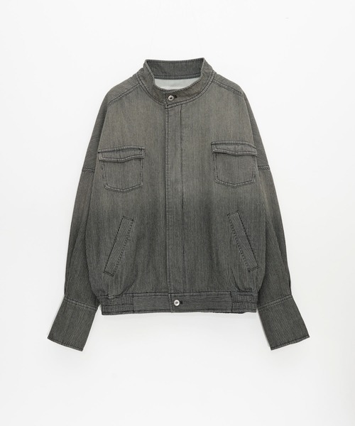 Nora Lily elle(ノラリリーエル)の「【Nora Lily】「elle」Bleached Hickory Stand Collar Blouson(ブルゾン・レディース・ブルー/ブラック・FREE)」の11枚目の写真