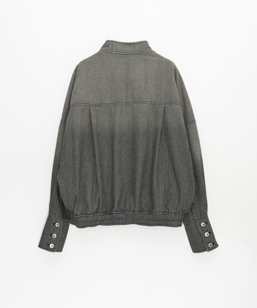 Nora Lily elle(ノラリリーエル)の「【Nora Lily】「elle」Bleached Hickory Stand Collar Blouson(ブルゾン・レディース・ブルー/ブラック・FREE)」の12枚目の写真
