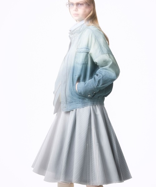 Nora Lily elle(ノラリリーエル)の「【Nora Lily】「elle」Bleached Hickory Stand Collar Blouson(ブルゾン・レディース・ブルー/ブラック・FREE)」の15枚目の写真