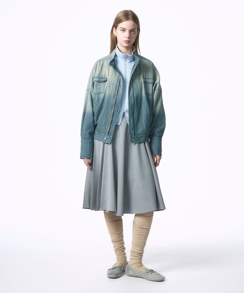 Nora Lily elle(ノラリリーエル)の「【Nora Lily】「elle」Bleached Hickory Stand Collar Blouson(ブルゾン・レディース・ブルー/ブラック・FREE)」の16枚目の写真