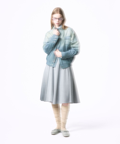 Nora Lily elle(ノラリリーエル)の「【Nora Lily】「elle」Bleached Hickory Stand Collar Blouson(ブルゾン・レディース・ブルー/ブラック・FREE)」の18枚目の写真