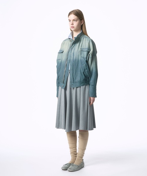 Nora Lily elle(ノラリリーエル)の「【Nora Lily】「elle」Bleached Hickory Stand Collar Blouson(ブルゾン・レディース・ブルー/ブラック・FREE)」の19枚目の写真