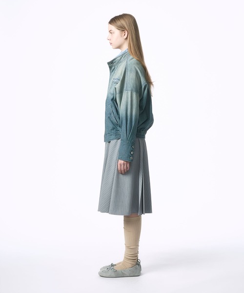 Nora Lily elle(ノラリリーエル)の「【Nora Lily】「elle」Bleached Hickory Stand Collar Blouson(ブルゾン・レディース・ブルー/ブラック・FREE)」の20枚目の写真