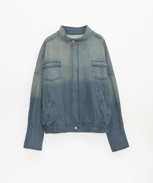 Nora Lily elle(ノラリリーエル)の「【Nora Lily】「elle」Bleached Hickory Stand Collar Blouson(ブルゾン・レディース・ブルー/ブラック・FREE)」の22枚目の写真