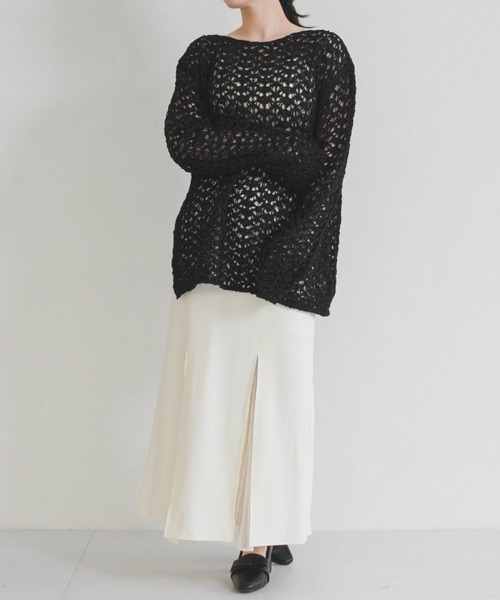 31 Sons de mode（トランテアン　ソン　ドゥ　モード）の「シアーレースニットプルオーバー（Tシャツ/カットソー・レディース・ベージュ/ホワイト/ブラック・ﾌﾘ-）」の18枚目の写真