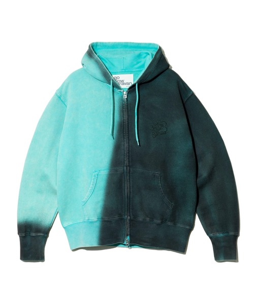 go slow caravan(ゴースローキャラバン)の「UNIQUEインレイG/D 2TONE スプレーカラー ZIP フーディー(パーカー・メンズ・ラベンダー/ターコイズブルー/レッド・MEDIUM/X-LARGE/LARGE)」の12枚目の写真