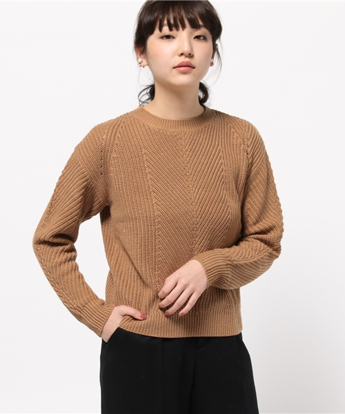 SLOBE IENA（スローブイエナ）の「バイアス畦ニットプルオーバー◆（ニット/セーター・レディース・ホワイト系その他/バーガンディー・FREE）」の3枚目の写真