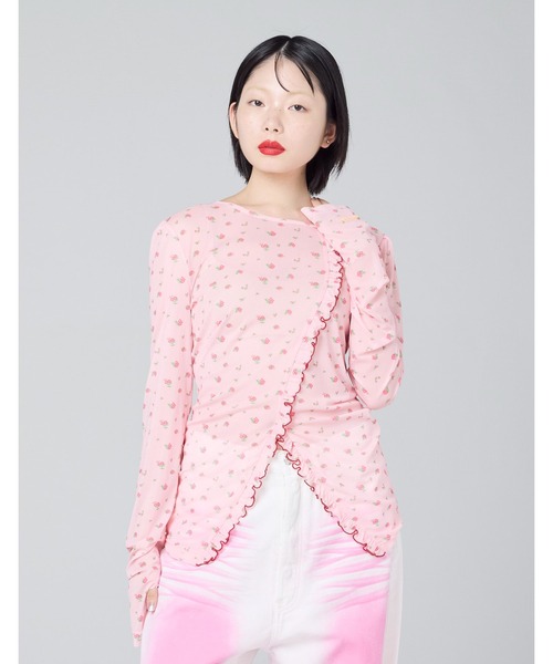 Little sunny bite(リトルサニーバイト)の「《Little Sunny Bite》floral tulle top(Tシャツ/カットソー・レディース・ブラック/ホワイト/ピンク・SMALL)」の3枚目の写真