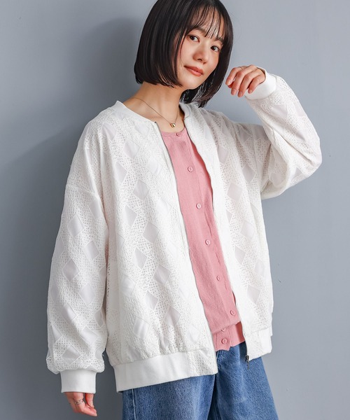 n'OrLABEL（ノアールレーベル）の「『幾何柄レースブルゾン』（ブルゾン・レディース・オフホワイト/ブラック・FREE）」の6枚目の写真