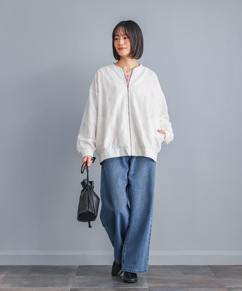 n'OrLABEL（ノアールレーベル）の「『幾何柄レースブルゾン』（ブルゾン・レディース・オフホワイト/ブラック・FREE）」の7枚目の写真