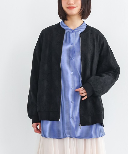 n'OrLABEL（ノアールレーベル）の「『幾何柄レースブルゾン』（ブルゾン・レディース・オフホワイト/ブラック・FREE）」の13枚目の写真