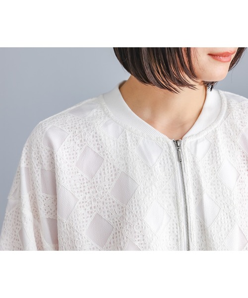 n'OrLABEL（ノアールレーベル）の「『幾何柄レースブルゾン』（ブルゾン・レディース・オフホワイト/ブラック・FREE）」の20枚目の写真