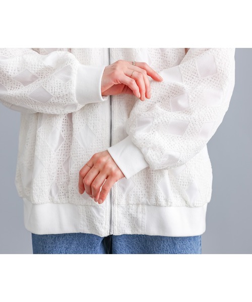 n'OrLABEL（ノアールレーベル）の「『幾何柄レースブルゾン』（ブルゾン・レディース・オフホワイト/ブラック・FREE）」の22枚目の写真