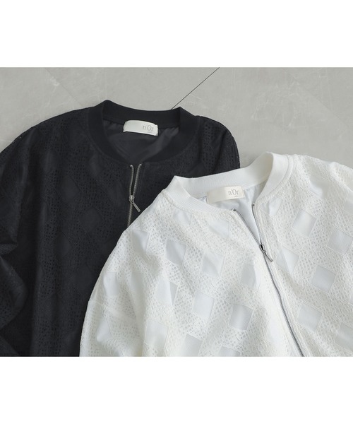 n'OrLABEL（ノアールレーベル）の「『幾何柄レースブルゾン』（ブルゾン・レディース・オフホワイト/ブラック・FREE）」の3枚目の写真