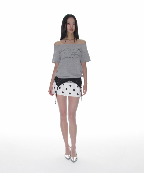 CRANK（クランク）の「ローカットレタリングオフショルダートップス_メランジグレー（Tシャツ/カットソー・レディース・その他・FREE）」の2枚目の写真