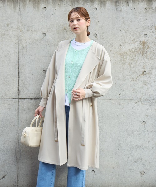 KATHARINE ROSS(キャサリンロス)の「【PILLINI/ピリーニ】ウエストドロストコート(トレンチコート・レディース・チャコールグレー/アイボリー・FREE)」の2枚目の写真