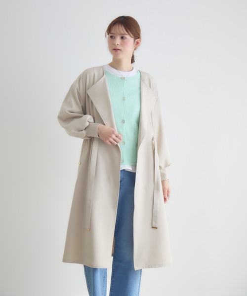 KATHARINE ROSS(キャサリンロス)の「【PILLINI/ピリーニ】ウエストドロストコート(トレンチコート・レディース・チャコールグレー/アイボリー・FREE)」の13枚目の写真