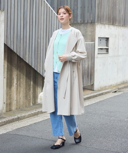 KATHARINE ROSS(キャサリンロス)の「【PILLINI/ピリーニ】ウエストドロストコート(トレンチコート・レディース・チャコールグレー/アイボリー・FREE)」の3枚目の写真