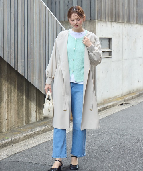 KATHARINE ROSS(キャサリンロス)の「【PILLINI/ピリーニ】ウエストドロストコート(トレンチコート・レディース・チャコールグレー/アイボリー・FREE)」の4枚目の写真