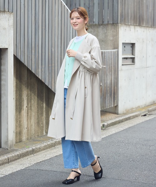 KATHARINE ROSS(キャサリンロス)の「【PILLINI/ピリーニ】ウエストドロストコート(トレンチコート・レディース・チャコールグレー/アイボリー・FREE)」の5枚目の写真