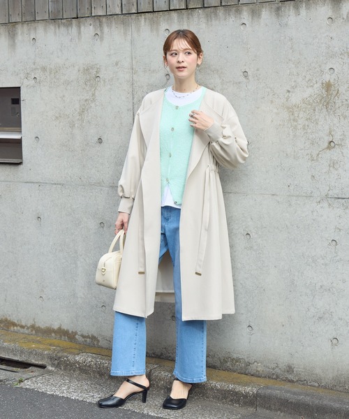 KATHARINE ROSS(キャサリンロス)の「【PILLINI/ピリーニ】ウエストドロストコート(トレンチコート・レディース・チャコールグレー/アイボリー・FREE)」の6枚目の写真