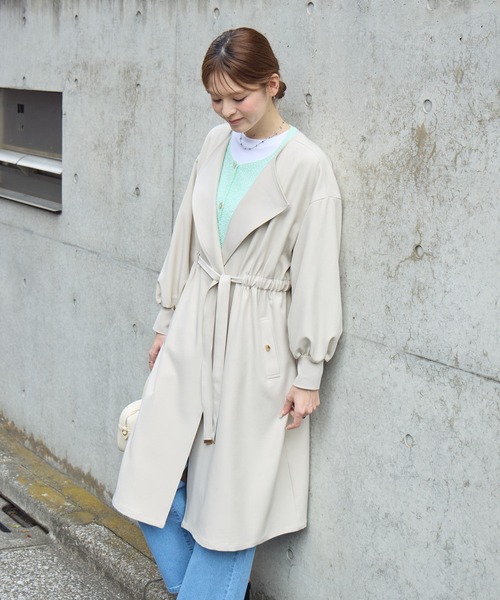 KATHARINE ROSS(キャサリンロス)の「【PILLINI/ピリーニ】ウエストドロストコート(トレンチコート・レディース・チャコールグレー/アイボリー・FREE)」の7枚目の写真