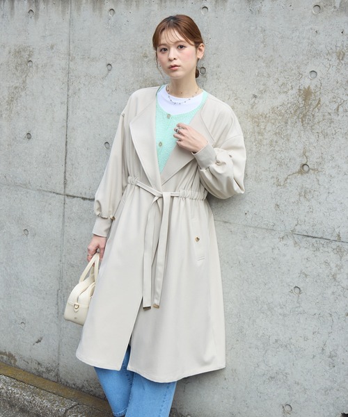 KATHARINE ROSS(キャサリンロス)の「【PILLINI/ピリーニ】ウエストドロストコート(トレンチコート・レディース・チャコールグレー/アイボリー・FREE)」の8枚目の写真