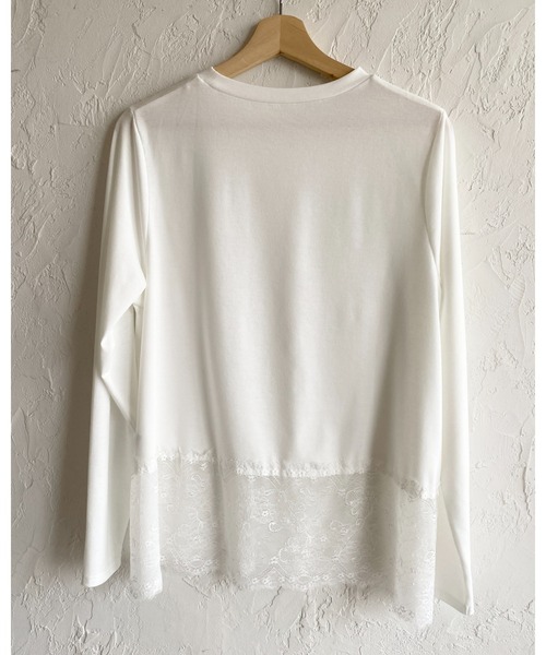 She's Closet(シーズクローゼット)の「長袖 裾レースドッキングロンT レイヤードインナー トップス(Tシャツ/カットソー・レディース・ブラック/ホワイト・FREE)」の7枚目の写真
