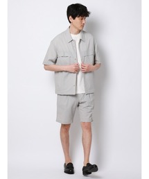 FLAT（フラット）の「FLAT ユーティリティーシャツ 半袖 ウォッシャブル ストレッチ ドライシアサッカー 無地（Tシャツ/カットソー）」