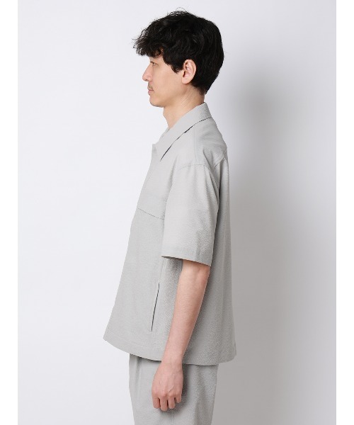 FLAT（フラット）の「FLAT ユーティリティーシャツ 半袖 ウォッシャブル ストレッチ ドライシアサッカー 無地（Tシャツ/カットソー・メンズ・ライトグレー/ネイビー・S/M/L）」の6枚目の写真