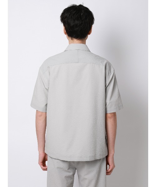 FLAT（フラット）の「FLAT ユーティリティーシャツ 半袖 ウォッシャブル ストレッチ ドライシアサッカー 無地（Tシャツ/カットソー・メンズ・ライトグレー/ネイビー・S/M/L）」の7枚目の写真